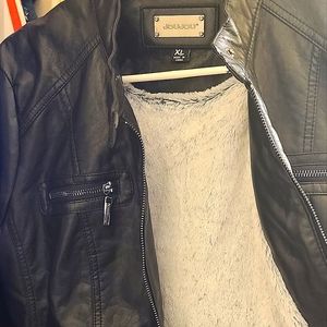 Juniors Faux Fur Polyester Leather Moto Type Jacket